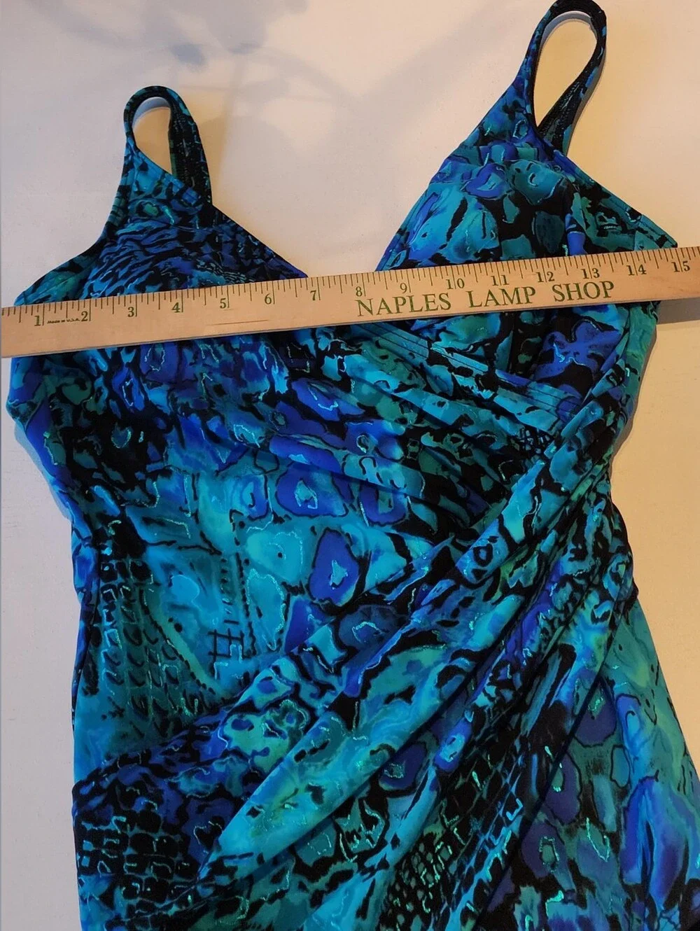 Miraclesuit Teal and Royal Blue Floral Surplice One-Piece Swimsuit